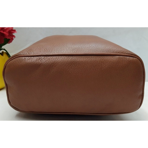 Michael Kors Frankie Brown Pebbled Leather Drawstring Convertible Shoulder Bag - Picture 7 of 16